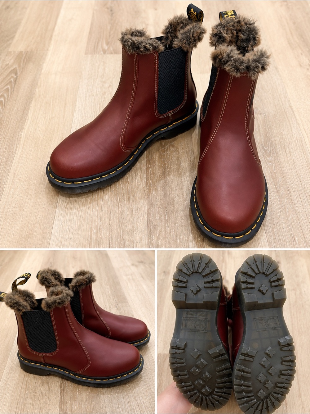Dr. Martens 2976 Leonore Burgundy Faux Fur Chelsea Boots
